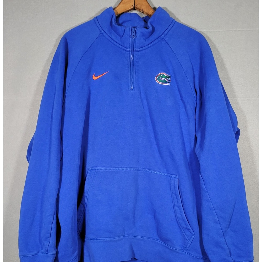 Nike Florida Gators Mens XXL Blue Quarter Zip Pullover Sweatshirt Fleece Logo